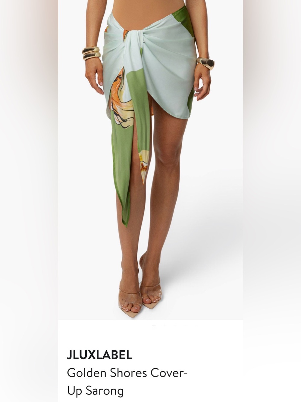 Nordstrom Customer Return  ***  JLUXLABEL Green Floral Tie-Front Swim Sarong